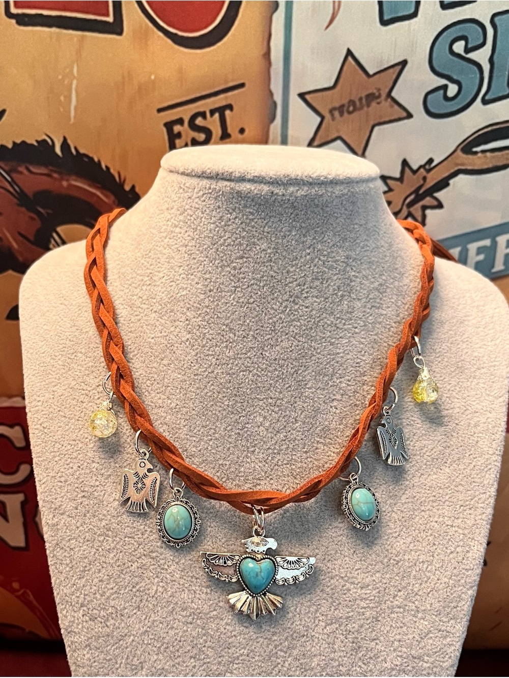 Bohemian Suede Corded “Desert Moon” Choker Handmade